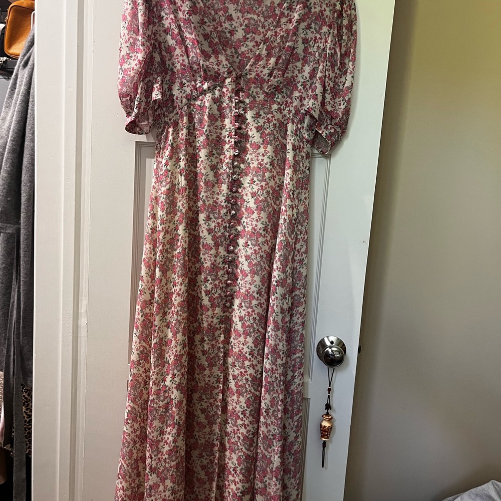 LoveShackFancy Pink Floral Maxi Dress